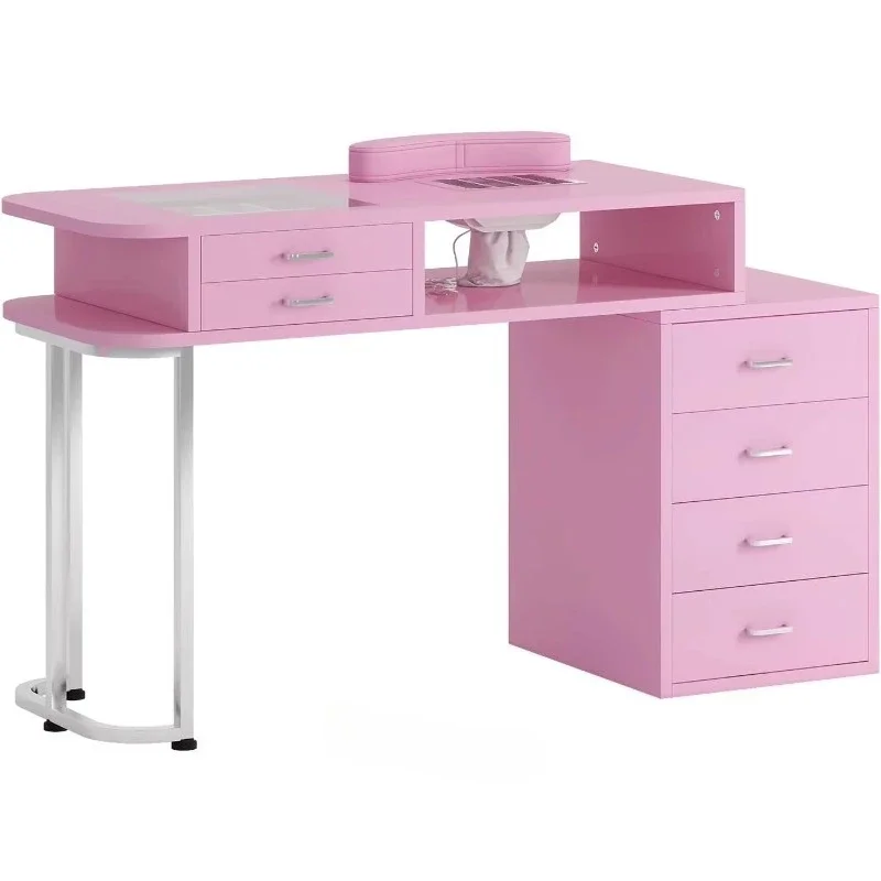 

Pink Salon Nail Art Furniture Spa Beauty Salon Station Nail Art Table with Drawer Nail Shop Dresser