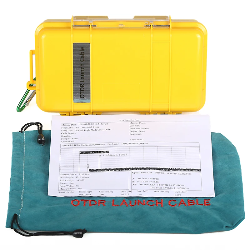 

Good Quality 500M 1KM 2KM LC/UPC-FC/UPC Fiber tester SM Fiber optic OTDR launch cable box