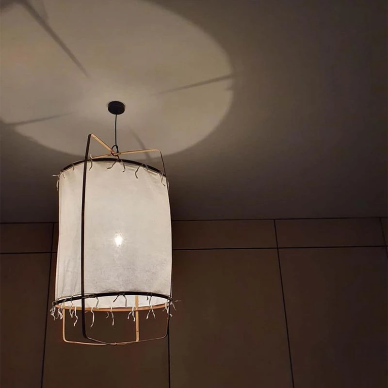 Japonês estilo silencioso lustre de linho abajur moderno simples sala estar restaurante quarto arte pingente luzes decoração luminaria