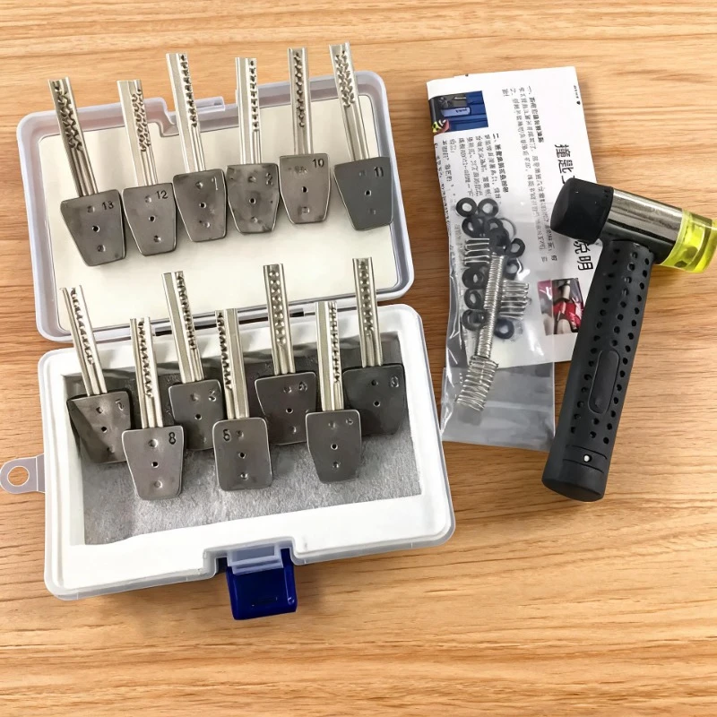 2026 HUK 13-Piece AB Cylinder Silent Bump Kit with Hammer Stainless Steel Locksmith Door Opening Supplies  Padlock Shim