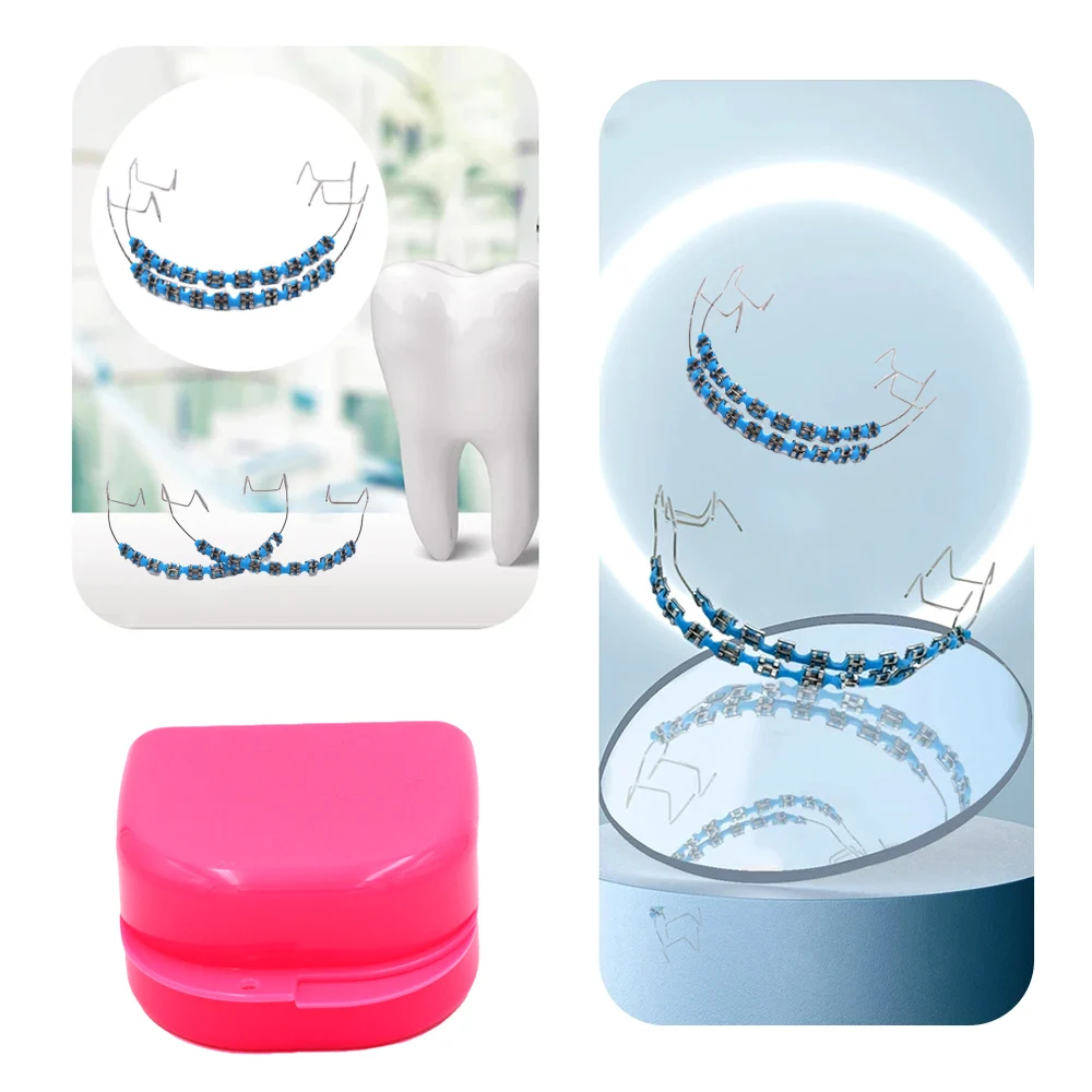 1Pair Colorful Temp Tooth Decoration, Orthodontic Ligature Ties Metal Brackets Wire, High Quality Dental Braces
