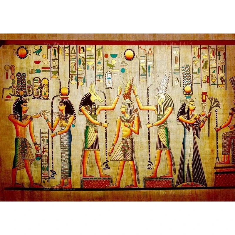 Ancient Egyptian Mural Painting Egypt Pharaoh Hieroglyphics Shabby Chic Historic Culture Interior Decoration Photo Studio Prop