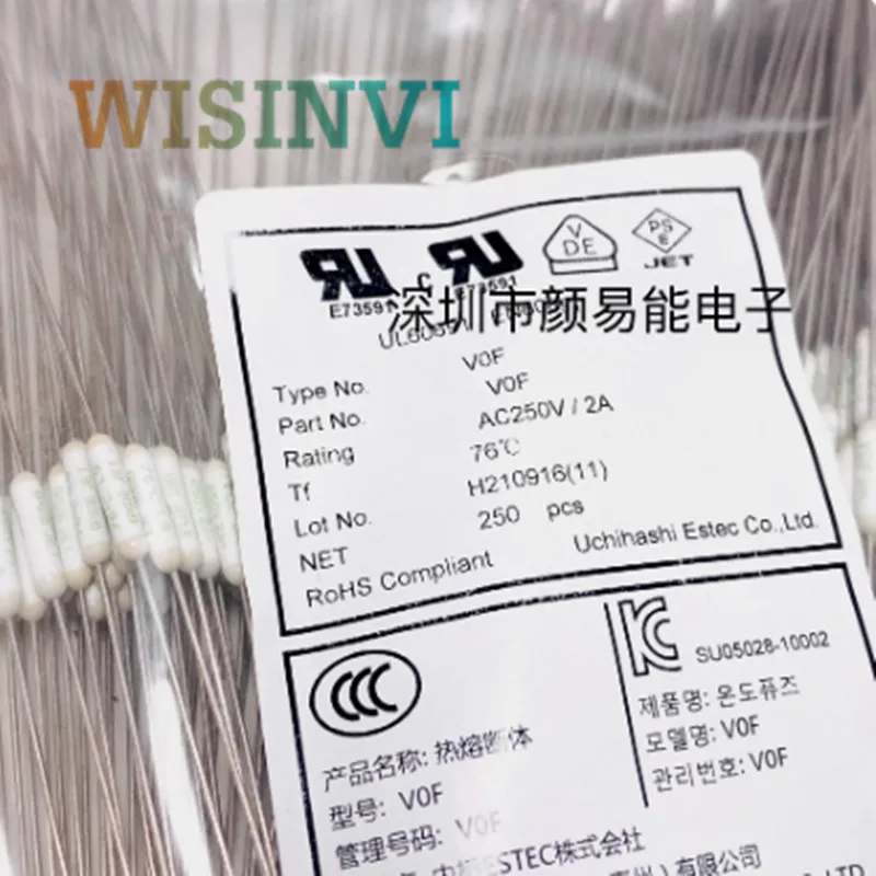 10PCS V0F UMI Thermal Fuse 76°C 76 Celsius Degree 2A 250V TF Cutoff Refrigerator Thermal Fuse Ceramic Fuse