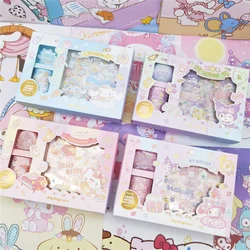 Sanrio Hello Kitty Stickers Set Box Kawaii Melody Kuromi Cinnamoroll Cartoon Hand Account Decoration DIY Sticker Kids Toys Gifts