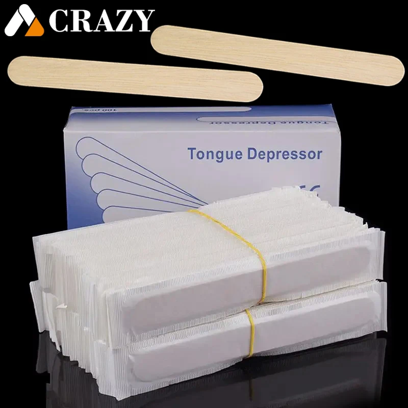 100/50/5pcs Disposable Tattoo Wooden Tongue Depressor Individually Paper Packing for Tattoo Waxing Stick Tattoo Accessories