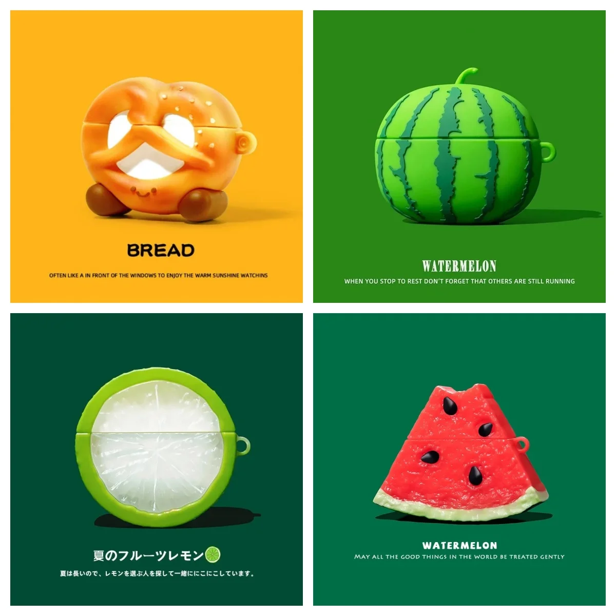 For Apple AirPods Pro3 AirPods 4 3 2 1 Pro 2 Earpods Case Egg lemon croissant Watermelon Wireless Earphone Cover Charging Box