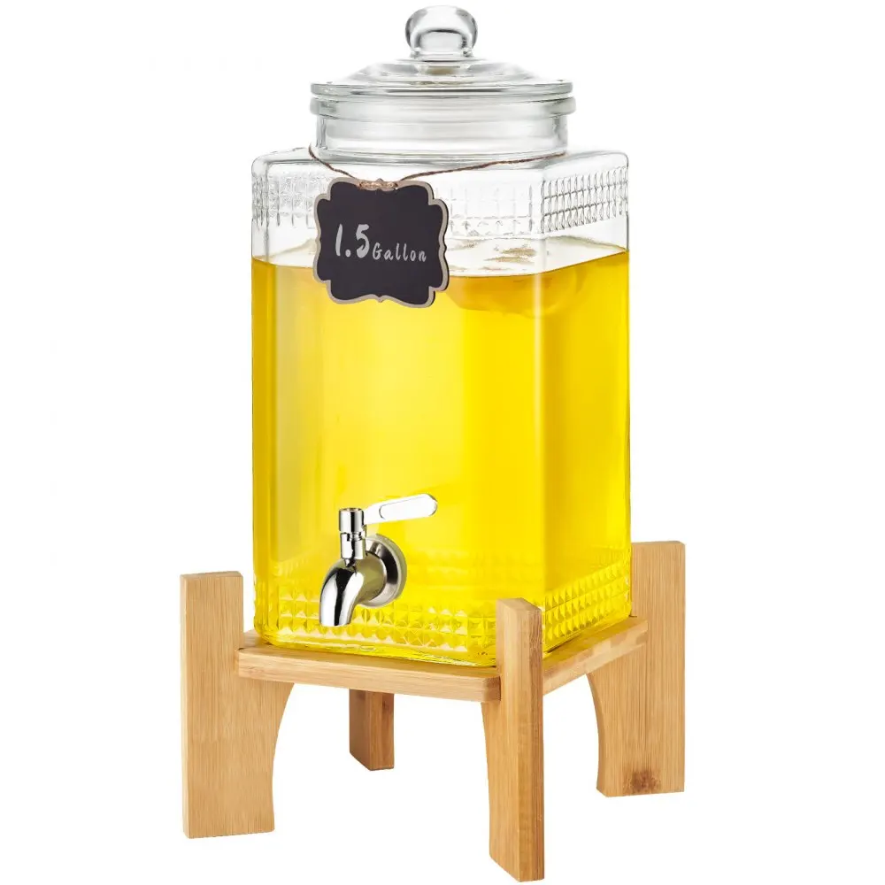 VEVOR-dispensador de bebidas para fiestas, dispensador de zumo de vidrio con espiga, té helado, limonada, agua