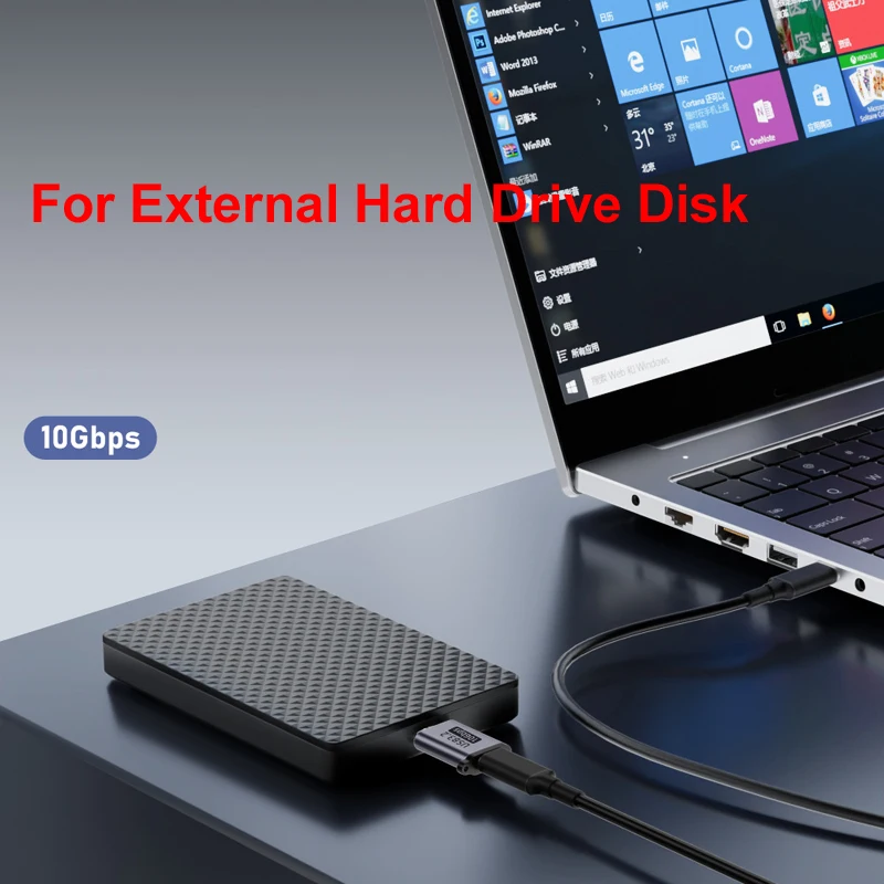 USB 3.0 Micro B USB C Male to Type C Female Adapter 10Gbps Charging charger Fast Data Sync for External Hard Drive Disk HDD Cabl