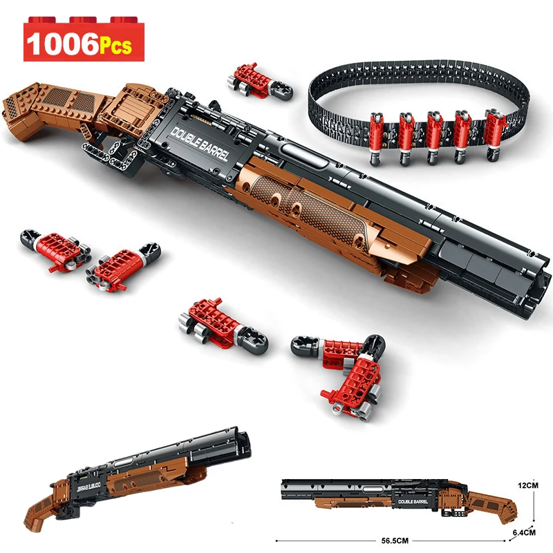 

Набор для сборки военной модели WW2 из 1006 деталей: дробовик, снайперская винтовка, штурмовая винтовка, полицейский пистолет. Конструктор для детей, игрушки, подарки.