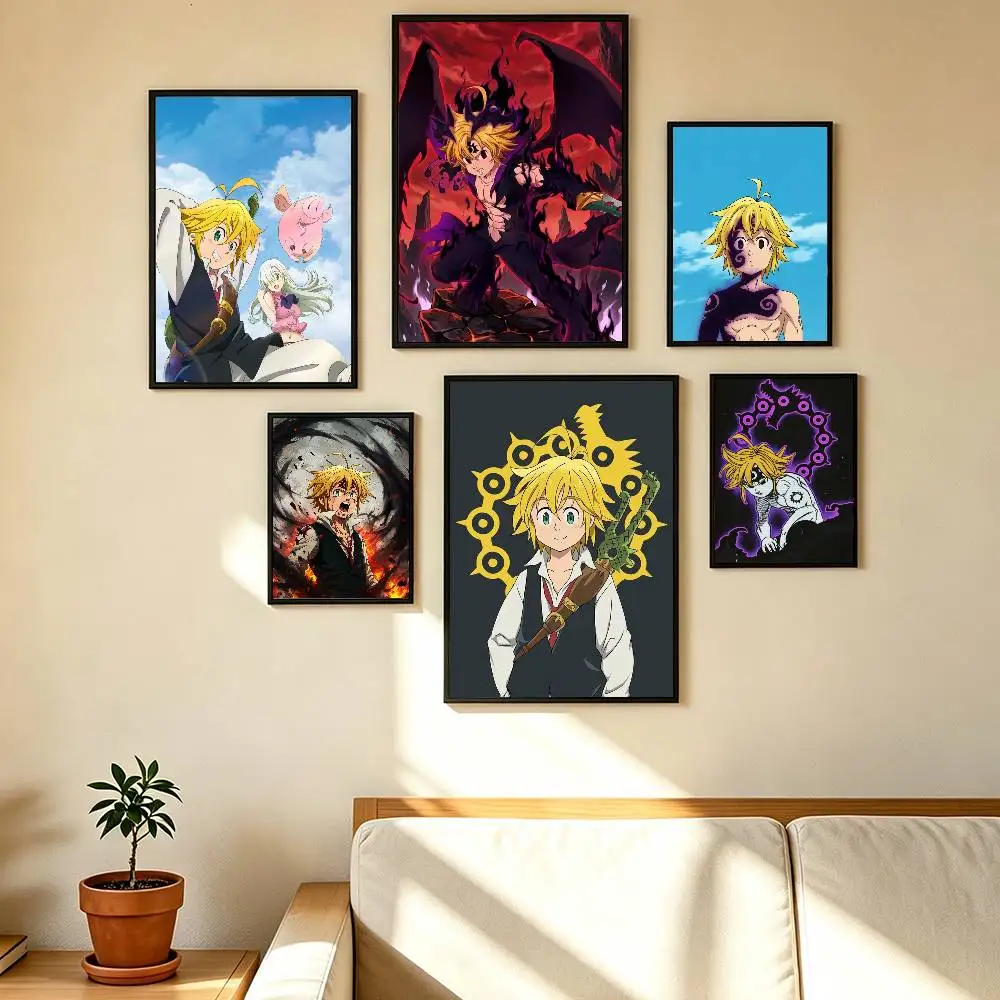 M-Meliodas The Seven Deadly Sins Poster Waterproof Wall Art Sticker For Bar Living Room Vintage Decor High Quality Print Gift