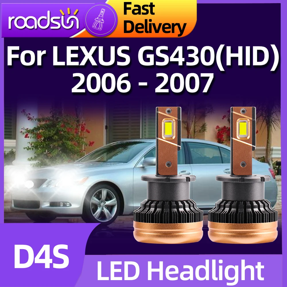 Roadsun 2PCS 30000LM D4S Canbus LED Headlight HID High Bright Car Lights 6000K Headlamp Fit For LEXUS GS430 2006 2007