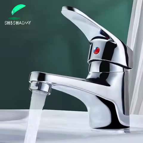 Chrome Basin Sink Faucet for Bathroom Hot and Cold Water Mixer Tap Single Handle Deck Mounted Washbasin Crane Stainless Steel