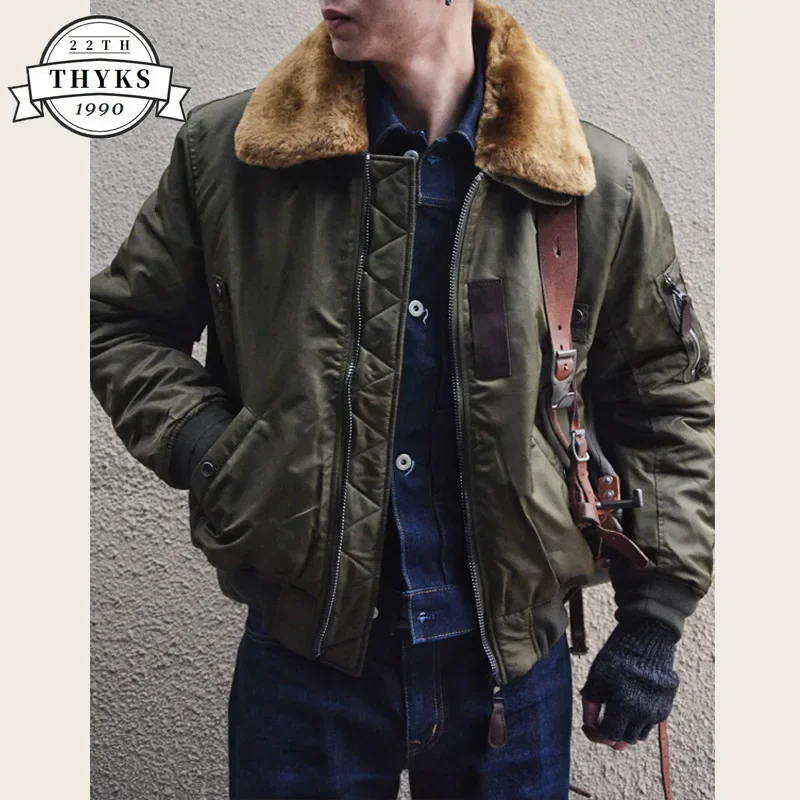 Winter Vintage Jacket Streetwear Men Coats Military Hip Hop Tactical Army Fur B-15 Flight Coat Parka Windbreaker Outdoor Clothes