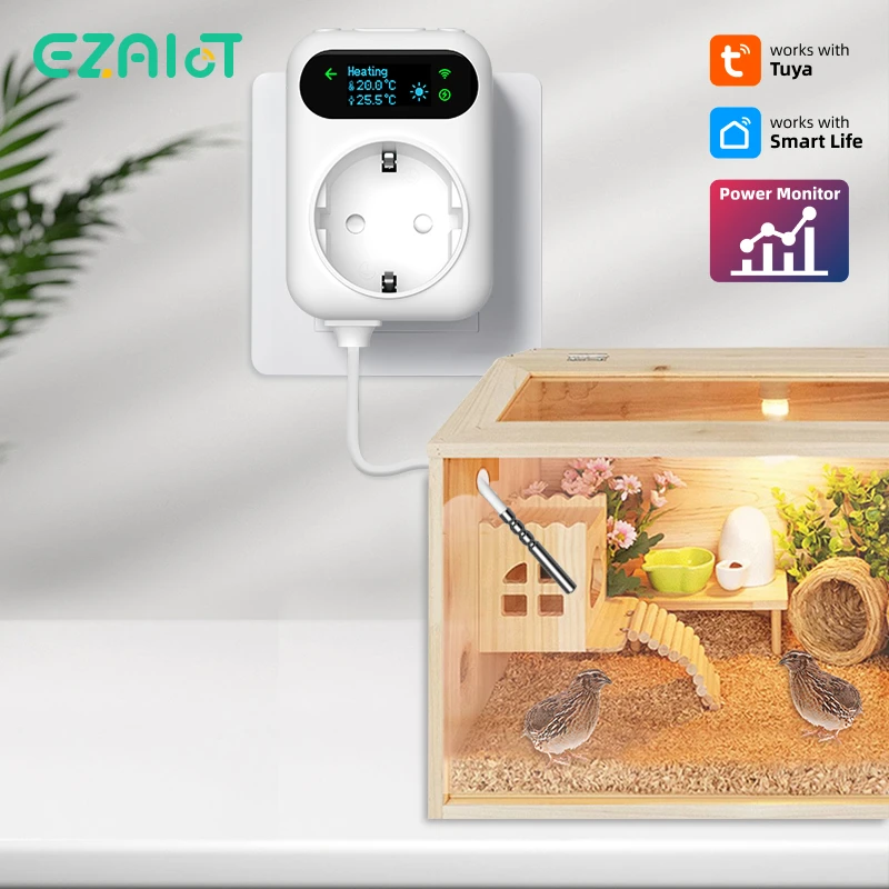 Tuya WiFi Smart Thermostat Electricity Consumption Power 16A Socket Heating Cooling Temperature Controller Google Home Alice