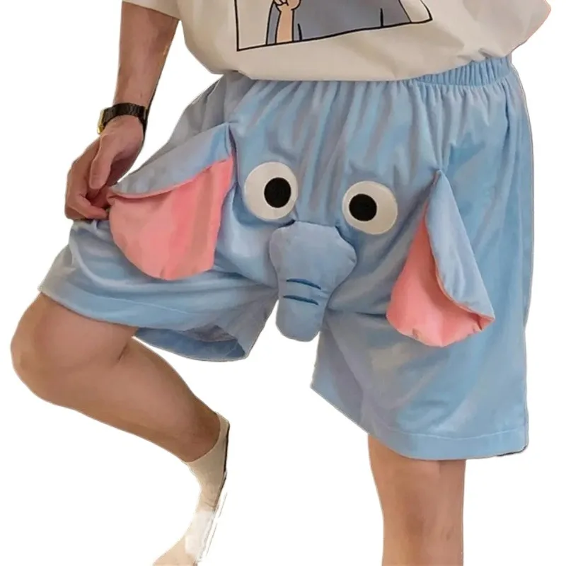 Design Shorts 3d Cartoon Elephant Decor Couple Pajama Shorts Soft Breathable Unisex Summer Homewear Sleepwear Shorts for Comfort