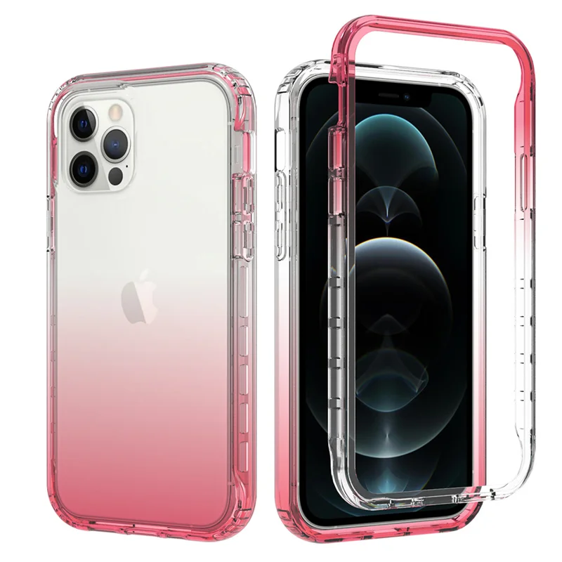 360 Full Body Transparent Silicon Phone Case For iPhone 11 12 13 Pro max x xr xs SE 6 7 8 Plus Color TPU Bumper Clear Phone Bags