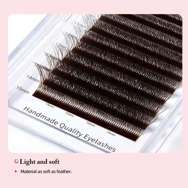 Yelix สีน้ําตาล Eyelashes Extension 3D W รูป Soft Lash อุปกรณ์ขายส่งธรรมชาติแต่งหน้า Y กลุ่ม 0.07 มม.ขนตาส่วนบุคคล