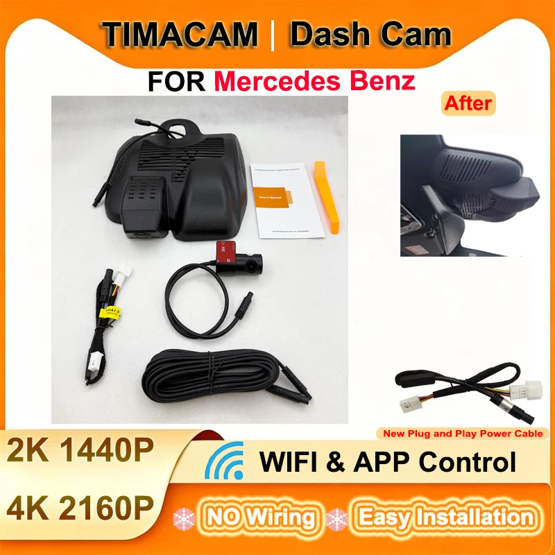 TIMACAM for Mercedes Benz GLC X254 C254 2022-2026 for Mercedes Benz GLC 200 300 300e 400e 220d 300de 4K Plug and Play Dash Cam