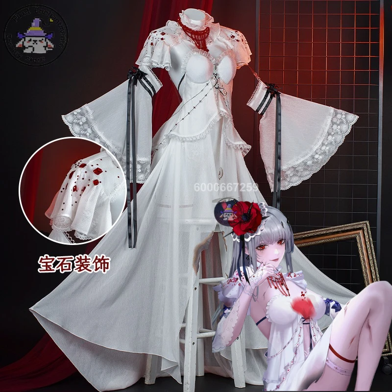 Path To Nowhere Cocoric Professional Master Corn Poppy Gioco femminile Costume cosplay Abiti sexy Abito bianco floreale e fluido