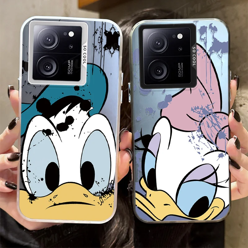 Plating Phone Case For Xiaomi 13T 12T 11 Lite 5G NE 12 13 14 POCO X6 X5 Pro X3 NFC F3 F4 GT F5 Disney Cute Donald Duck Cover