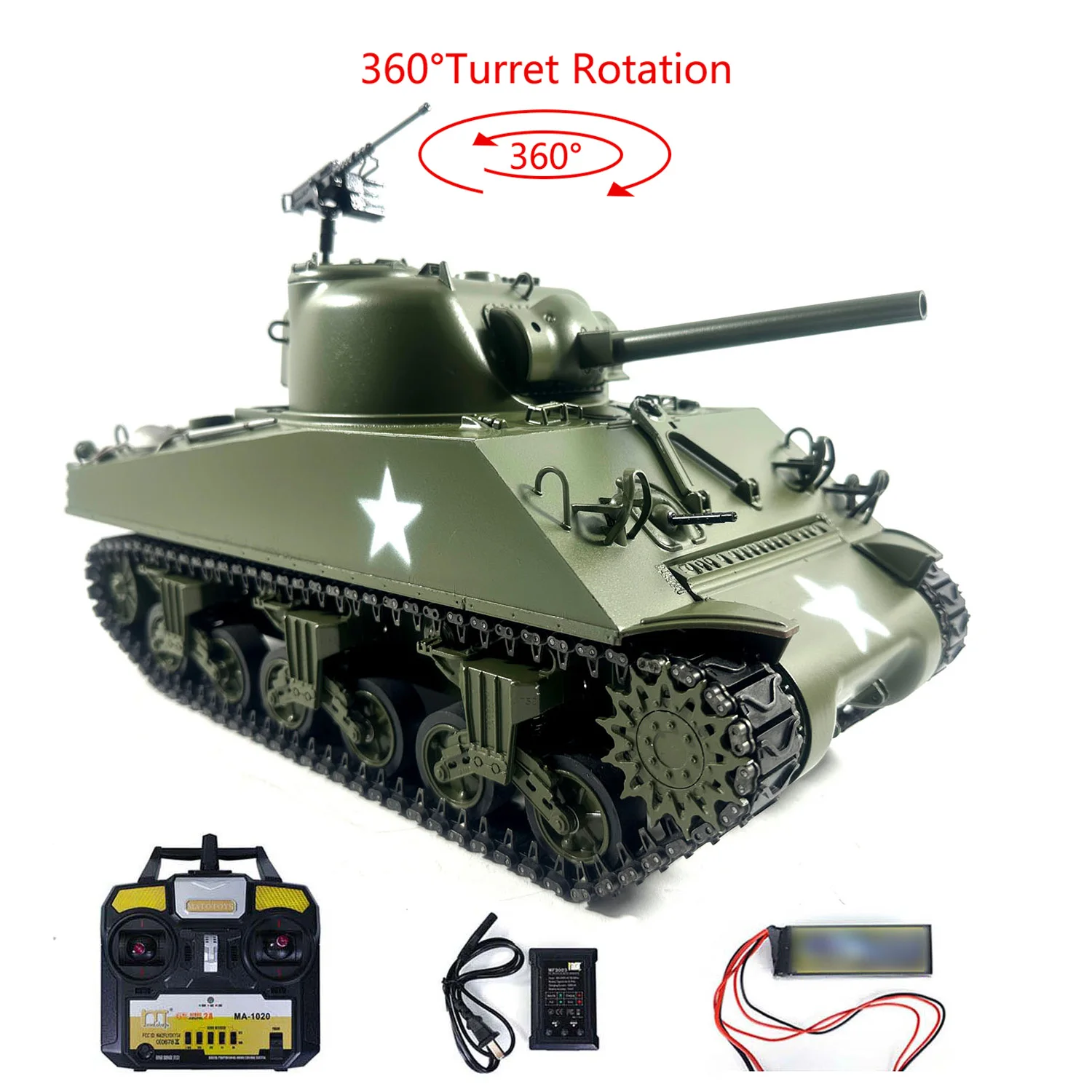 

Toys Mato Metal TR RC Tank 1/16 Scale 4CH 2.4Ghz Army Green M4A3 Sherman Infrared Ver R1230 RC HOBBY Модель радиоуправления TH00673