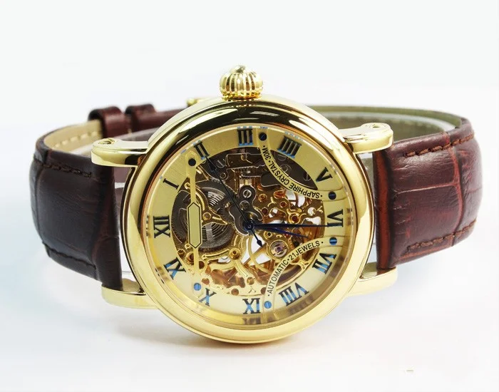 luxury skeleton mechanical chronograph watch mens business