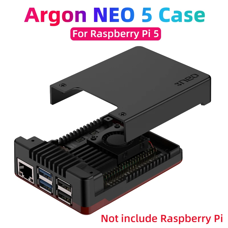 Argon NEO 5 BRED Case for Raspberry Pi 5 with Built-in Fan PWM Active Cooler Aluminum Case for RPI 5 PI5