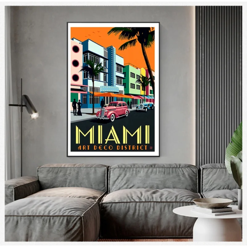Vintage Beach Graffiti Wall Art Florida Miami Beach USA Travel Posters And Prints Living Room Bedroom Decor Gifts