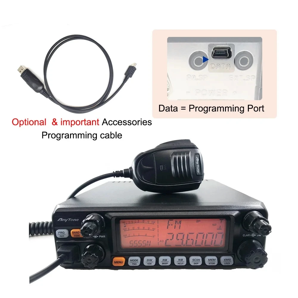 New ANYTONE AT-5555N II CB Radio 25.615 - 30.105 Mhz 40 Channel Mobile Transceive AM/FM/SSB 11 Meter Radio