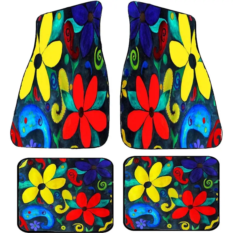 

Retro Floral Art Car Mats front and rear from my original design