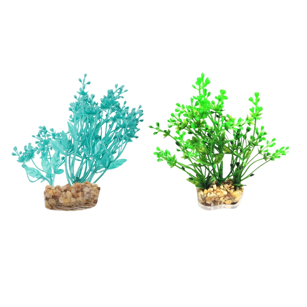 

2Pcs Aquarium Plants Artificial Simulated Water Plastic Grass Fish Tank Decor Realistic Aquarium Decorations Plastic Aquatic