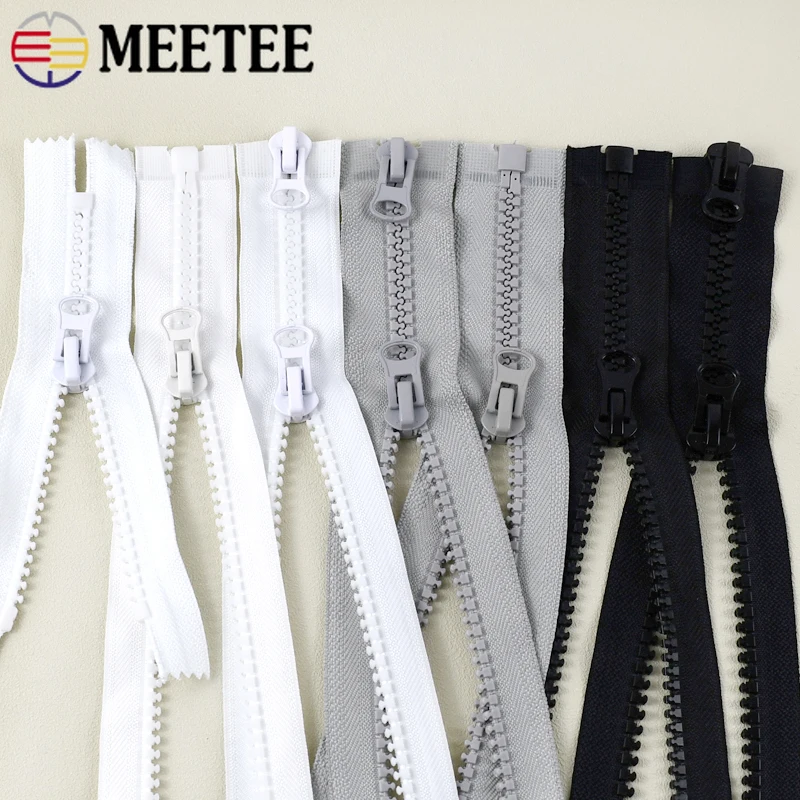 8 #   Meetee 15-500 مللي متر الراتنج سستة الشريط مع مزدوجة المنزلق سترة الأحذية المفتوحة سحابات أكياس البريدي طقم تصليح DIY بها بنفسك الخياطة اكسسوارات