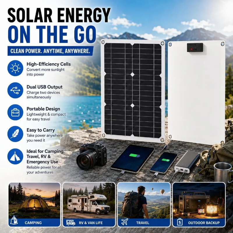 20W Monocrystalline Solar Panel Kit with 10A Controller Complete Solar Power System  for RV Boat Off-Grid Lighting