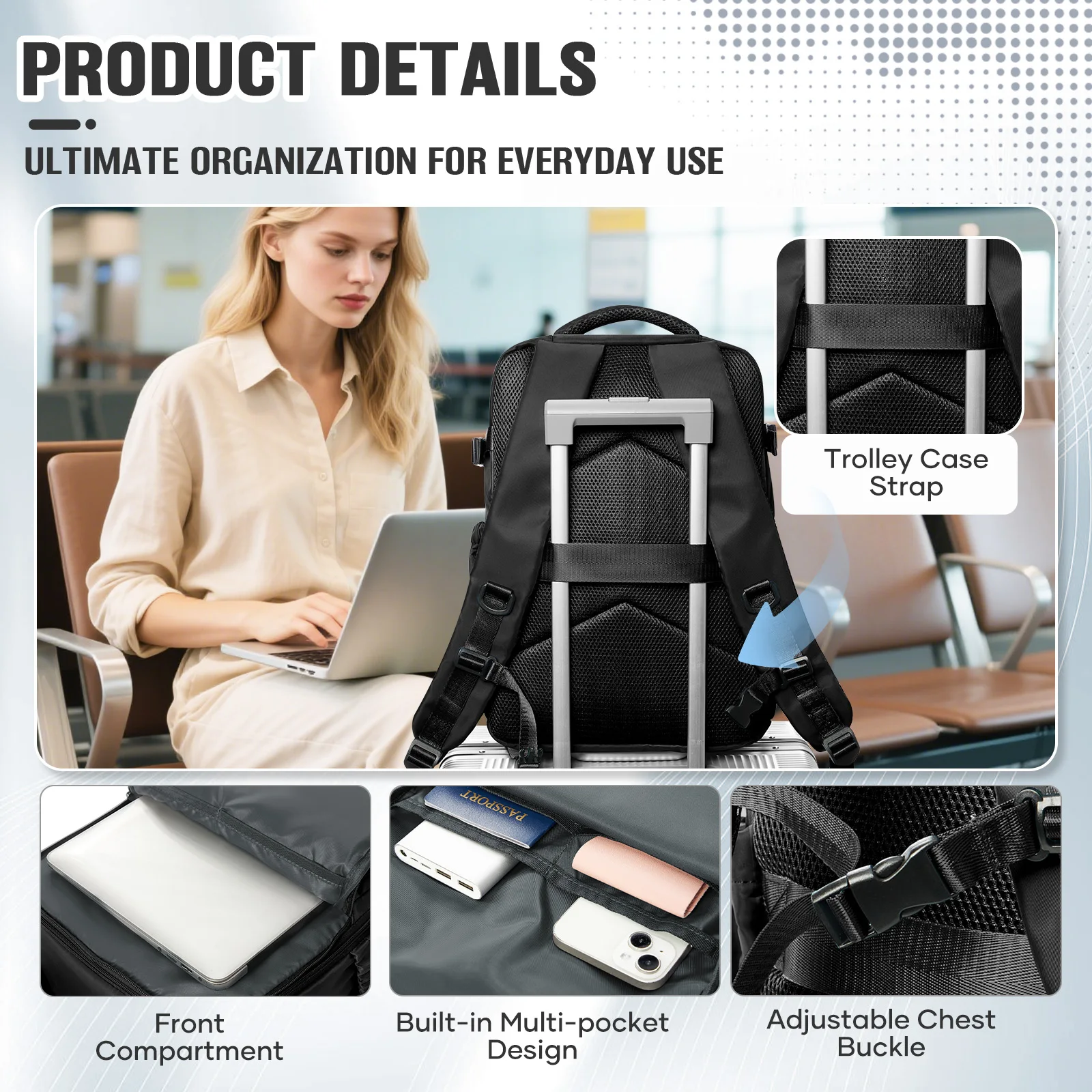 Vacuum Backpack, Travel Backpack for Women Work Bag, Weekender trekking backpack, Laptop Backpack Bags for Men Handheld Rucksack view 6