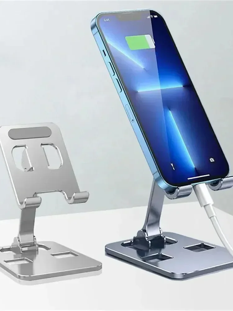 Uniwersalny składany uchwyt na telefon, stojak na biurko do iPhone'a 12-17, uchwyt na telefon komórkowy, tablet, metalowy uchwyt na biurko — zdjęcie 2