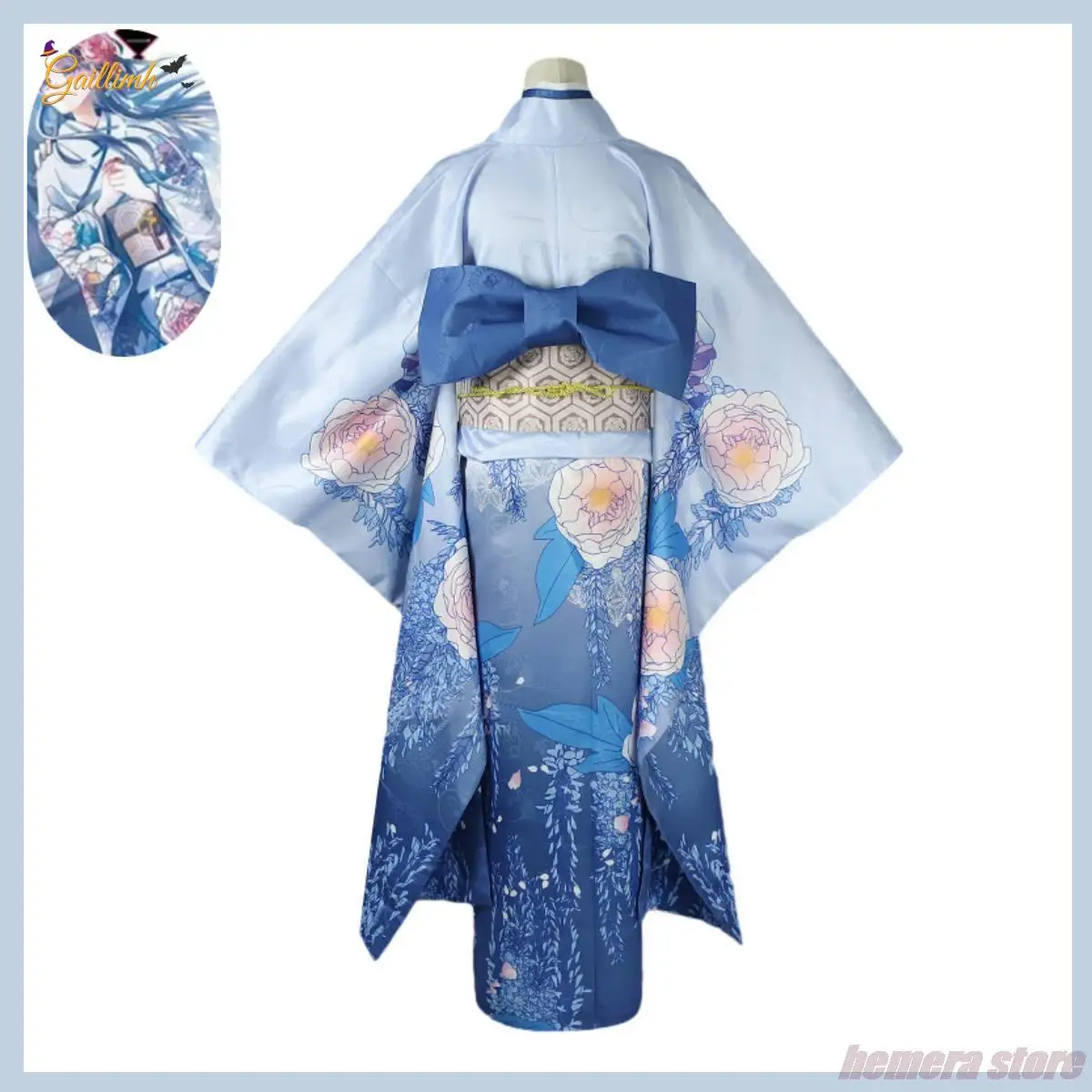 Anime My Happy Marriage Saimori Miyo Cosplay Costume Wig Japanese Kimono Pink Blue Dress Outfit Woman Kawaii Halloween Suit