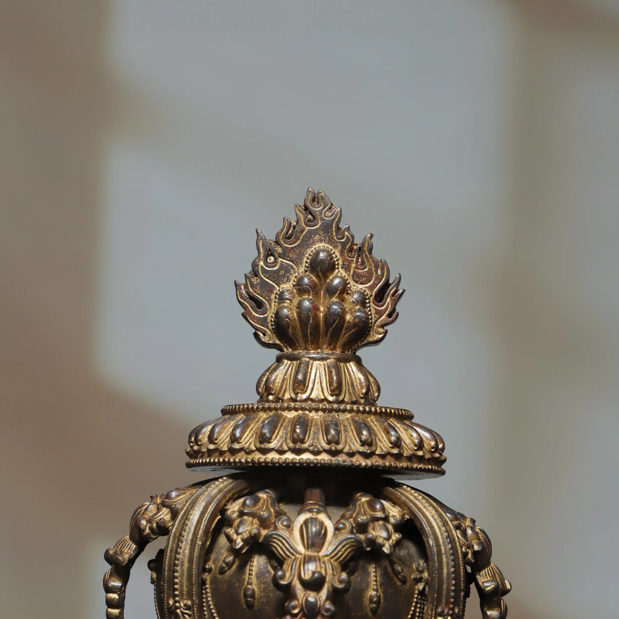 Old Bronze Gilded Cinnabar Good luck and happiness Eight Treasure Jars storage jar Blessings Wenfang screen Town house
