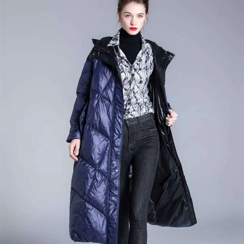 Hooded Puffer Coat for Women, Long Loose Parka, Warm Casual Down Jacket, Thicken Trendy Outwears, Winter Jackets, New, 2024