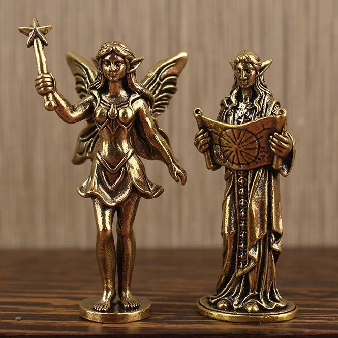 God/Cupid/Maria/Angel Brass Statue Vintage Handmade Desktop Creative Cross Border Craft Artwork Copper Figurine Home Ornament