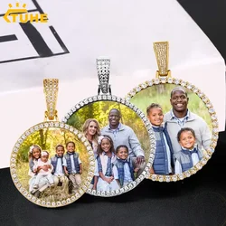 Collier pendentif photo personnalisé pour hommes, médaillons de mémoire ronds, Hip Hop, bijoux, grande, moyenne, petite taille, cadeau
