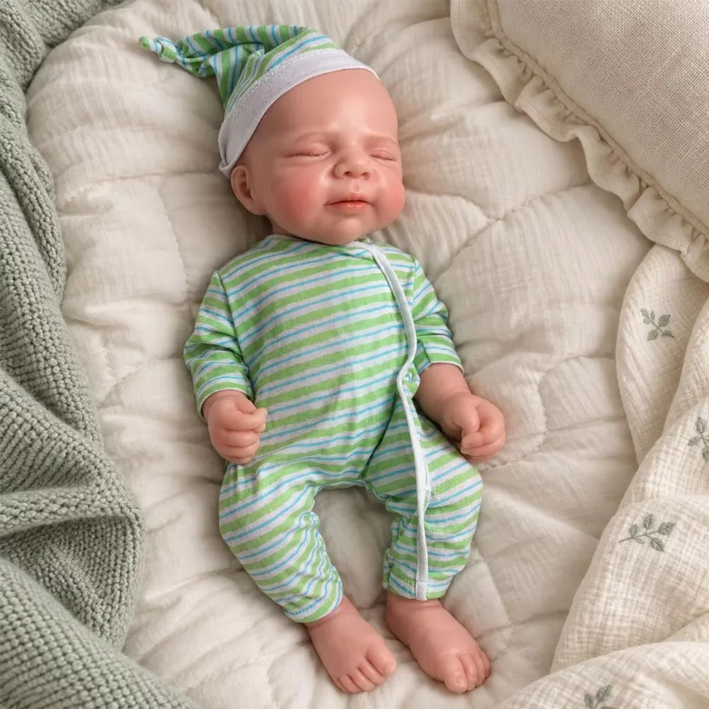 20 Inch Solid Silicone Reborn Baby Doll Open Mouth Bald and Rooted Hair Hand‑Painted Lifelike Newborn Touch Collectible Gift
