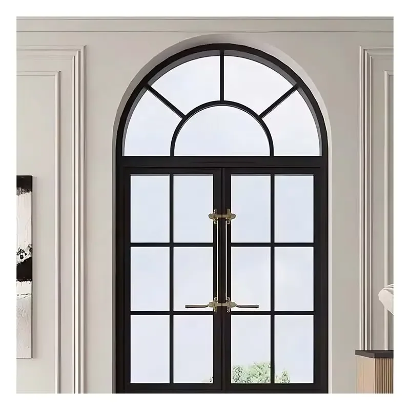 High Quality French Arch Casement Extruded Aluminum Thermal Windows Door With Sill Frames Mosquito