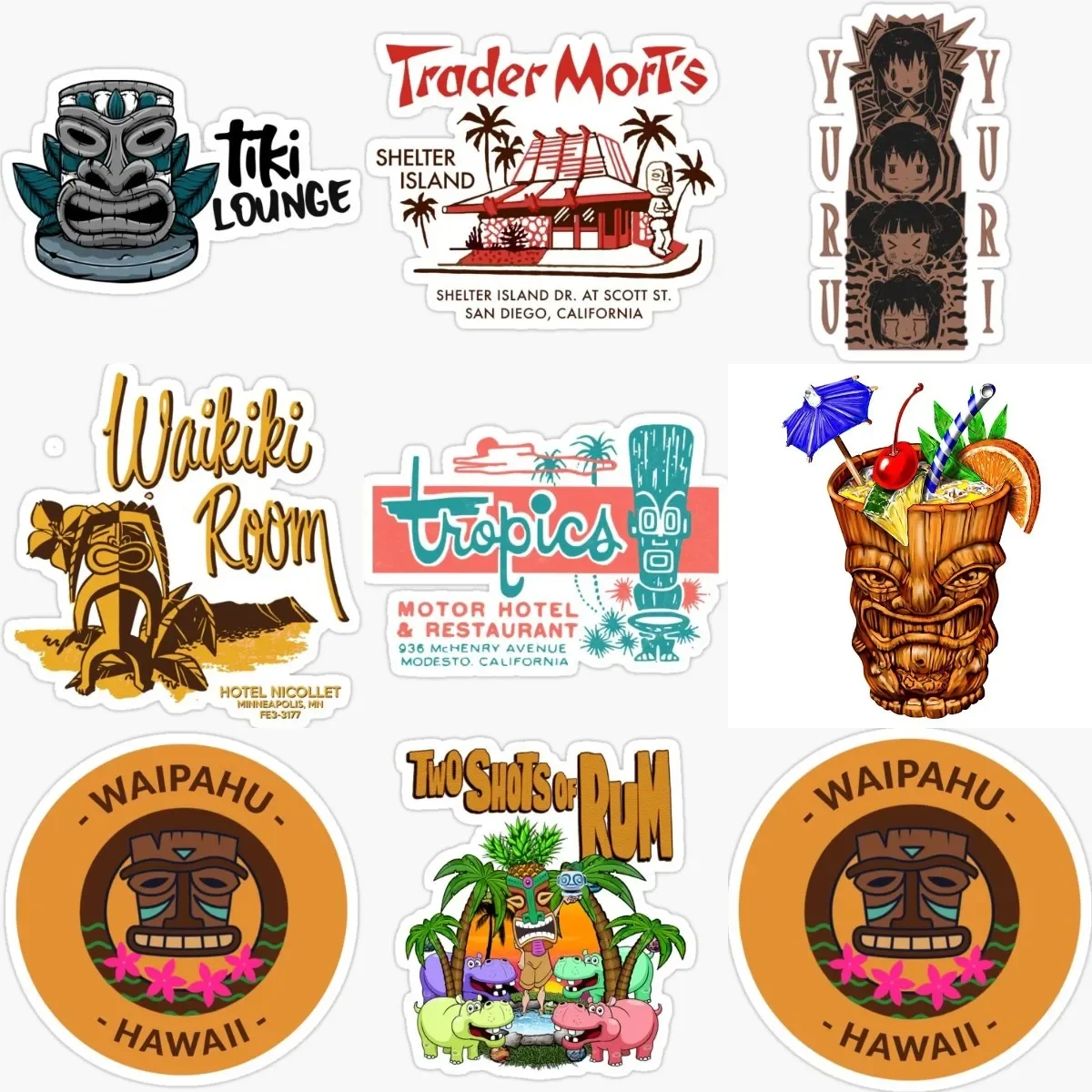 

Tiki Mask Hawaiian Native Totem Personalized PVC Waterproof Stickers Accessories for Decorate Car Van Room Table Off-road Camper