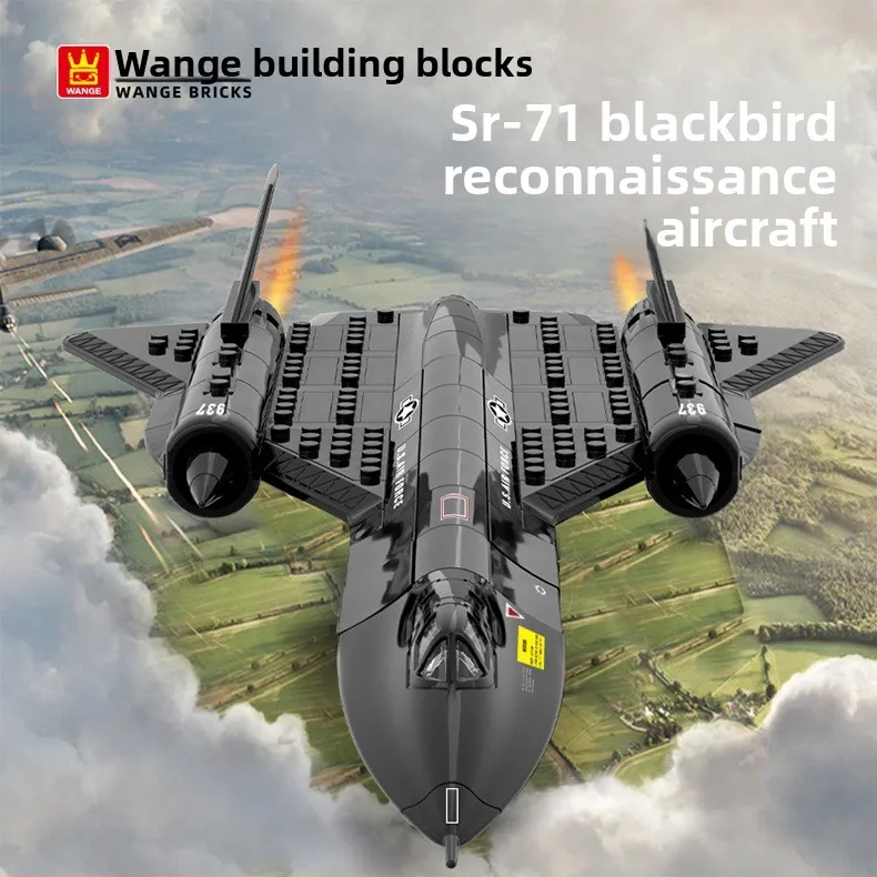 

Совместимые строительные блоки из мелких деталей: модель SR-71 Blackbird, военный разведывательный самолет-истребитель, конструктор, подарок для мальчиков