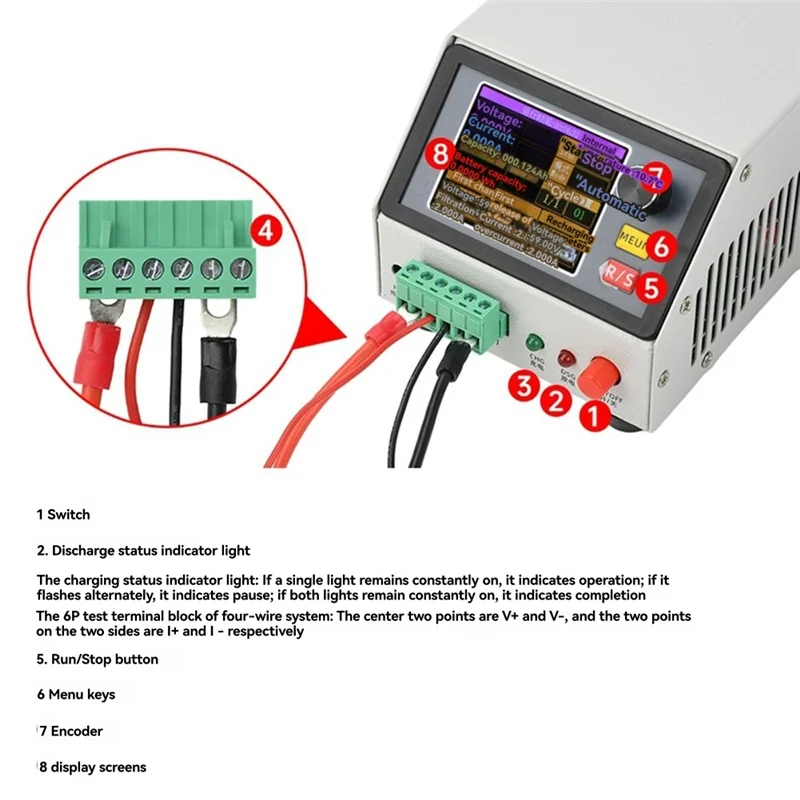DC 150W CNC Electronic Load Tester 12V/1A 2.4-Inch Color Screen Display Lithium Battery Capacity Meter 10A 20A Measuring Device