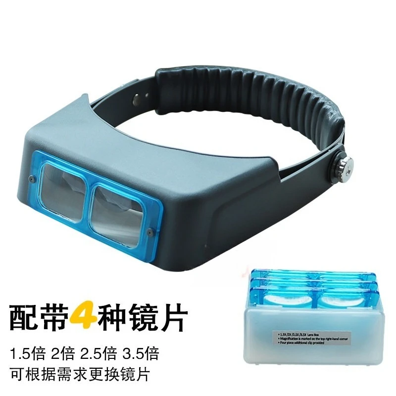 LED Headband Magnifying Glass Helmet Multi-Lens Loupe for Jewelry Watch Strap Metal Inspection