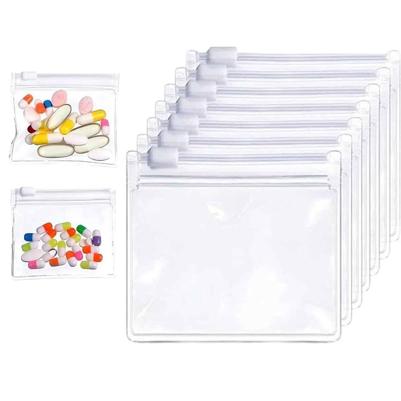 Zipper Bags For Organizing 7 Pieces Transparent Resealable Travel Snack Storage Pouch Waterproof Sealing Bags For Home Kitchen