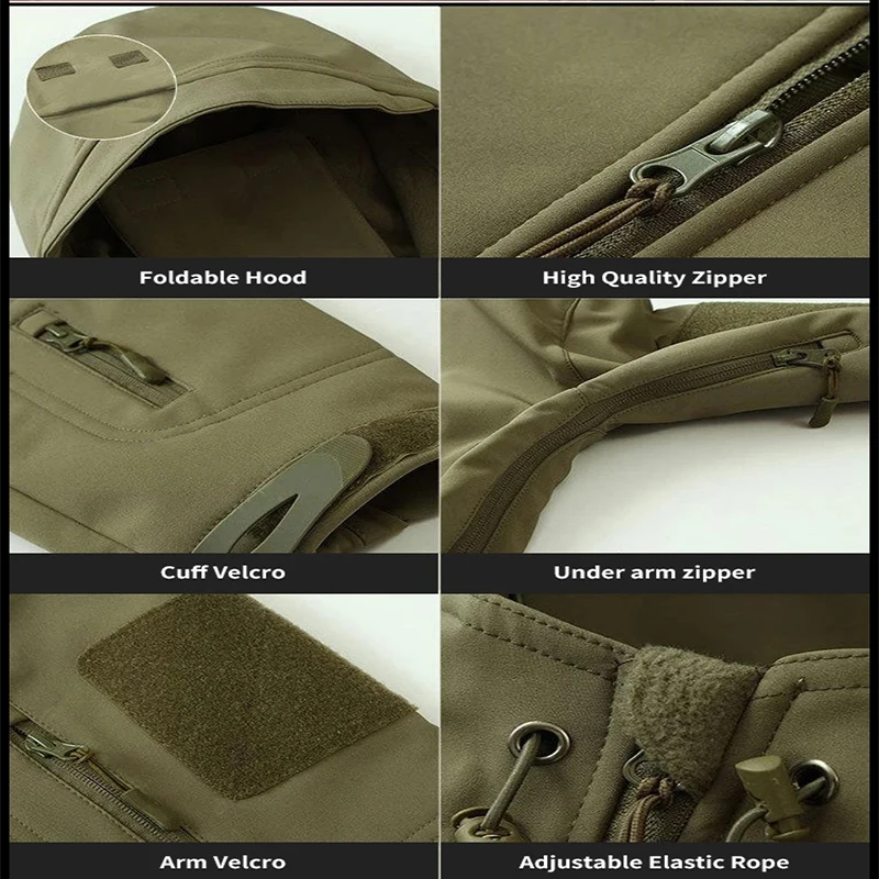 Jaquetas táticas impermeáveis masculinas, jaqueta de pesca, roupas de caça, camping Soft Shell, tubarão casaco quente, acessório militar do exército, homens