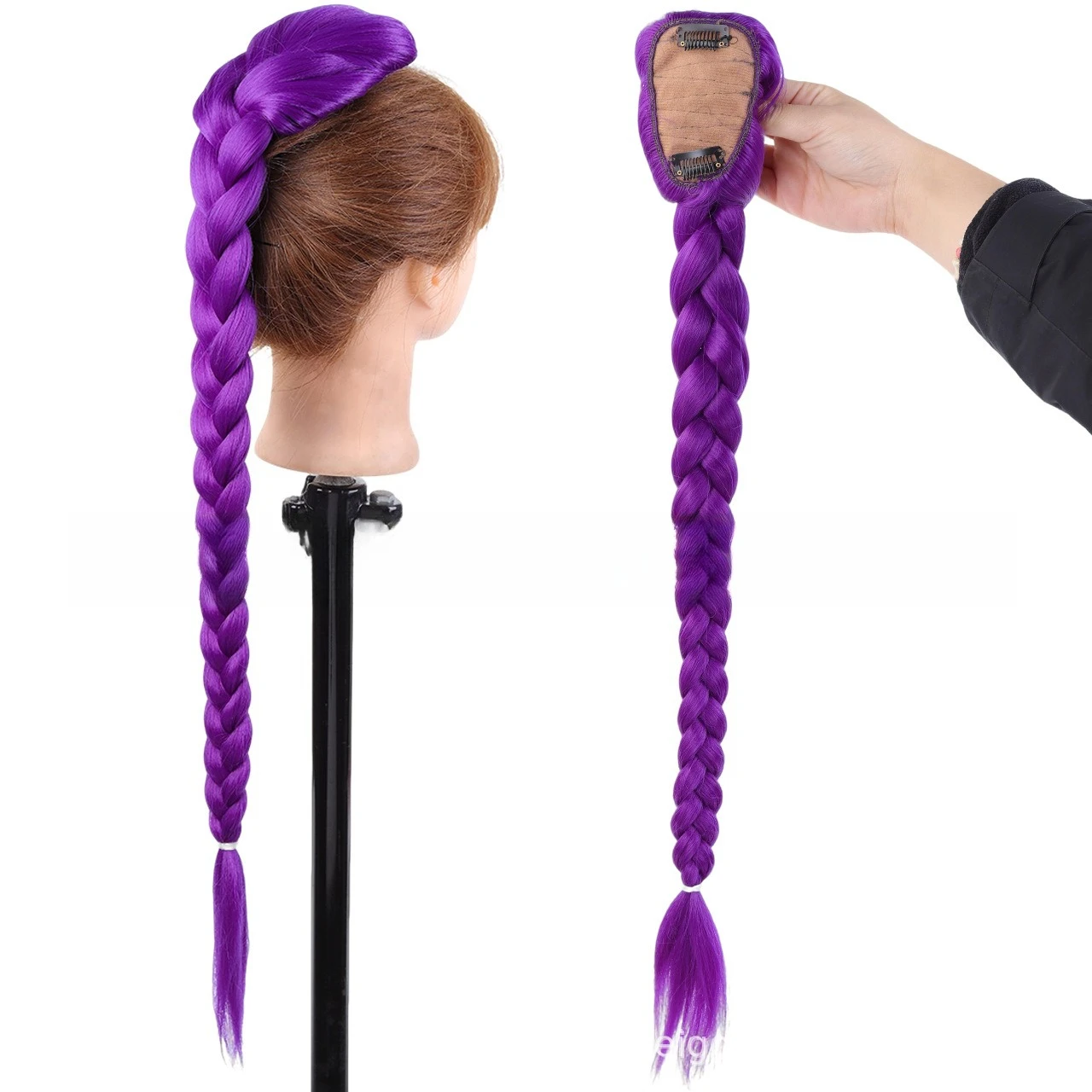 Trecce viola Coda di cavallo 26 pollici Capelli lunghi Estensioni Rumi Trecce Parrucca cosplay per la festa in scena Costume di Halloween Cosplay