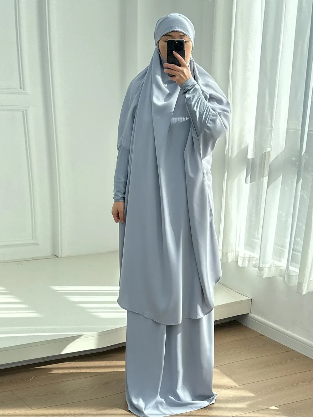 

Комплект из 2 предметов Длинный химар Топ с юбкой Платье Дубай Женская молитвенная одежда Элегантный мусульманский Джалабия Рамадан Арабский длинный халат Марокко